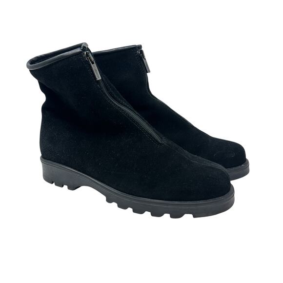 La Canadienne Tiana Boots Booties Suede Zip Front Black Size US 7.5 - Picture 1 of 13